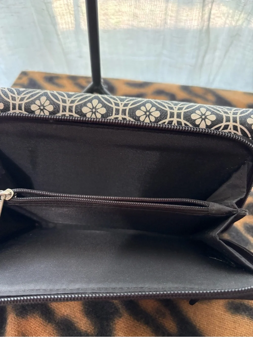 Black and White Patterned Fold-Over Wallet Clutch